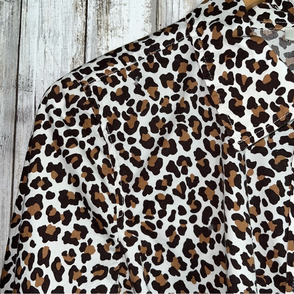 Talbots Leopard Print Cotton Button Down - Picture 4 of 5